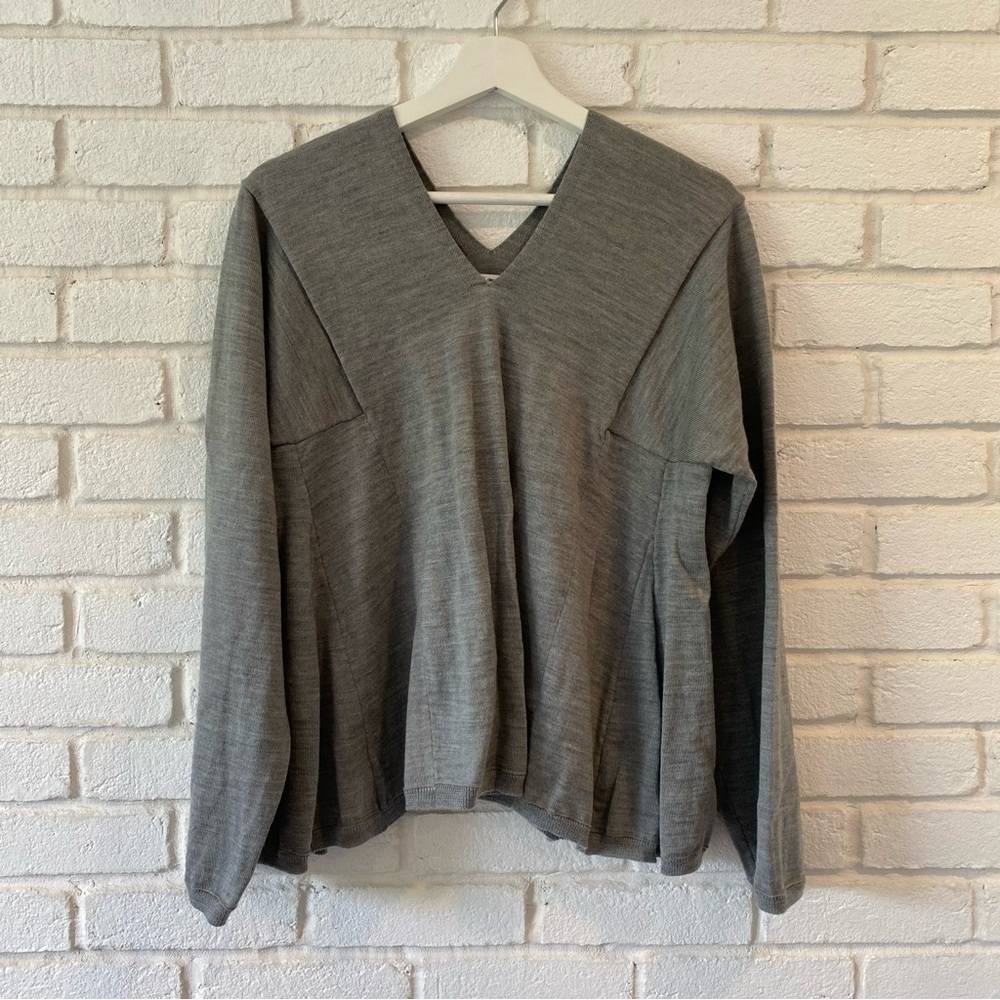 Comme Des Garcons Gray Wool V Neck Pullover Sweater Women’s Size Large